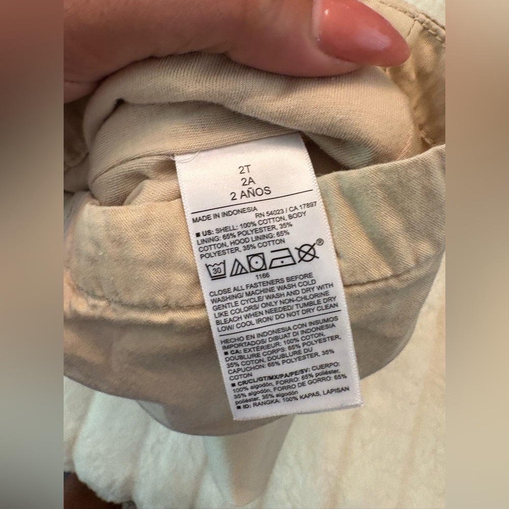 Toddler girl twill beige Tan Hooded Jacket - Picture 5 of 5